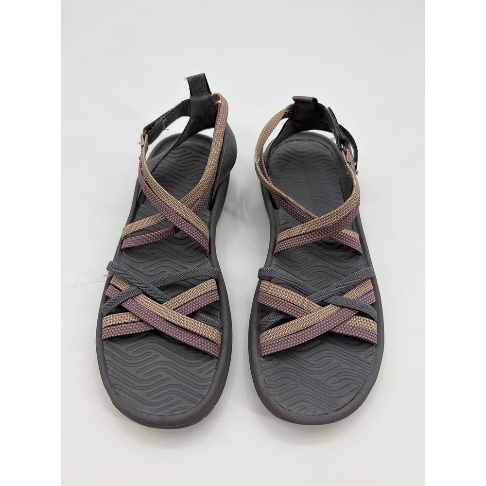 Athletic Works Womens Strappy River Flat Sandals Grey Tan Pink Size 10